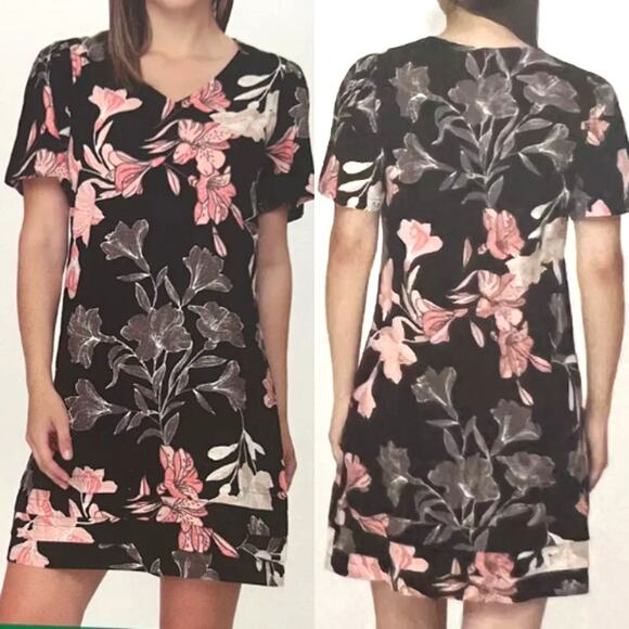 Nicole Miller Dresses & Skirts - Nicole Miller Womens Boho Tropical Beachy‎ Linen Blend Floral Shift Dress Size S
